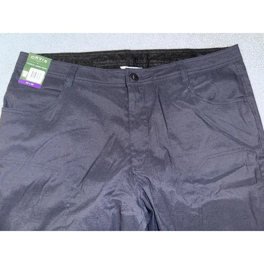 ORVIS Fleece Lined Pants Black Stretch Men's Size 40x30 Fishing Water Repellent